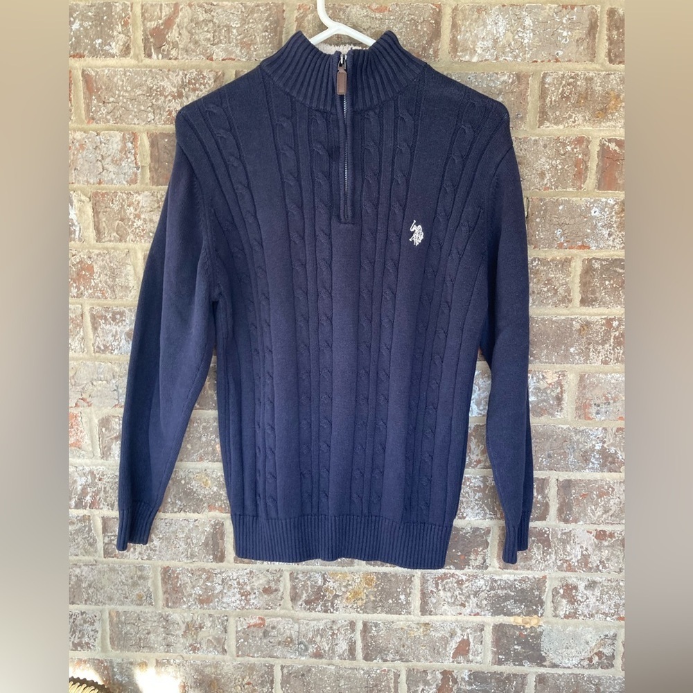 U.S. Polo Assn. Men’s Navy Blue Small Quarter Zip Sweater